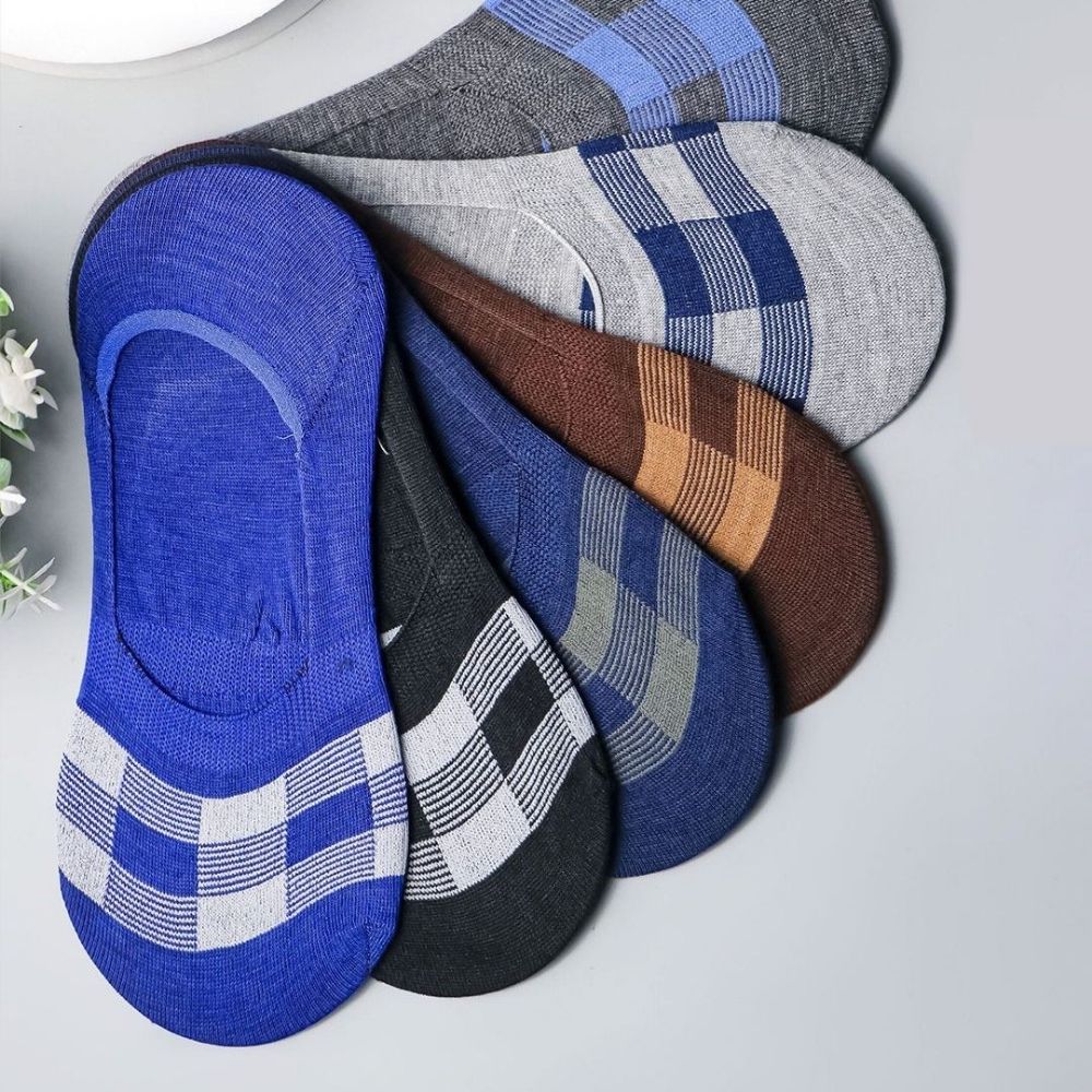Wildez No Show Check Design Socks (Pack of 6)